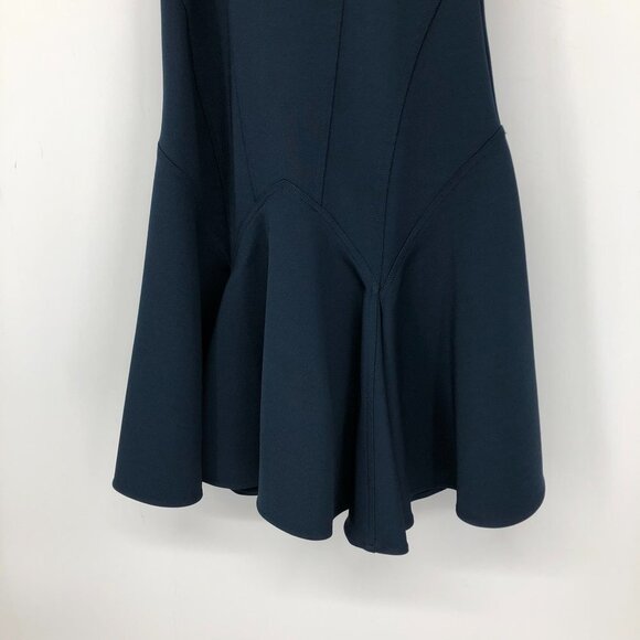 Jonathan Simkhai Navy Blue racerback structured Flared pleated  midi dress - Picture 12 of 14